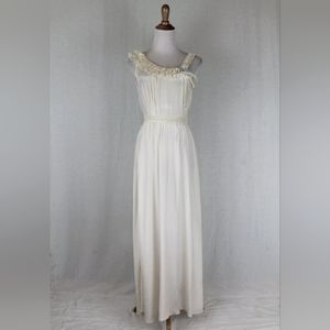 Vintage Ivory Silk Grecian  Nightdress Antique Bridal Trousseau 1910s Wearable